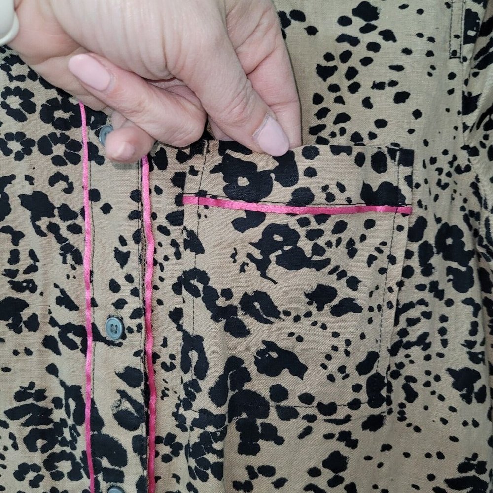 J Crew Shirt Womens Size‎ XS Leopard Print Linen Button-Up Style AJ423 Spring 20 - Picture 3 of 11